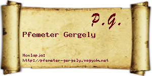 Pfemeter Gergely névjegykártya